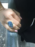 Modern Paisley Cocktail Ring Labradorite