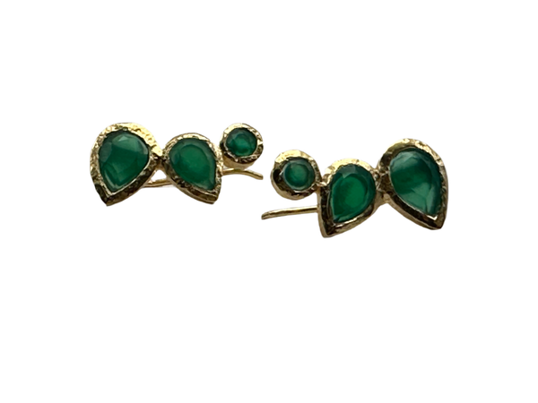 Peacock Climbing Earrings Green Onyx