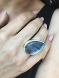 Modern Paisley Cocktail Ring Labradorite