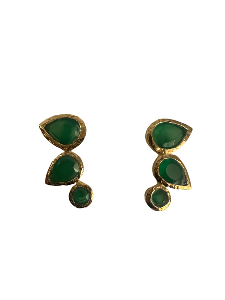 Peacock Climbing Earrings Green Onyx