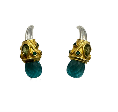 Serpentine Studs Blue Topaz