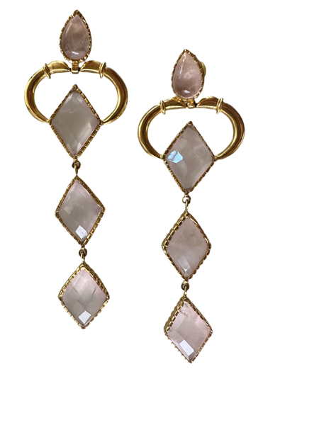 Gold Plated Mix Tourmaline Coral Drop Earrings