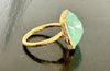 Gold Plated Capri Large Stackable Square Ring Aqua Chalcedony