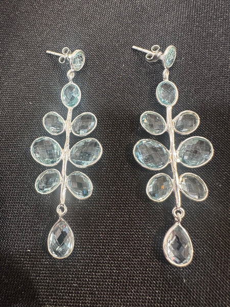 Budding Branch Earrings Blue Topaz