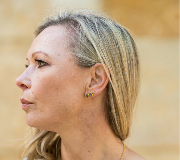 Peacock Climbing Earrings Green Onyx