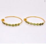 Large Indian Gemstone Hoop Earrings (Green Tourmaline)