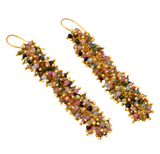 Gold Plated Mix Tourmaline Coral Drop Earrings