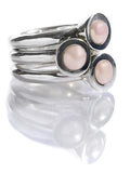 Three Pearl on Three Bands Ring Pink Pearl