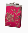 Peony Floral Brocade Card Holder (Red)