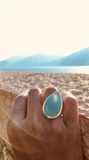 Modern Paisley Cocktail Ring Aqua Chalcedony