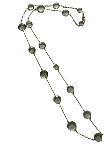 18K V Faceted 17 Stone Capri Long Necklace Green Amethyst