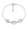 Three Stone River Rock Bracelet White Moonstone