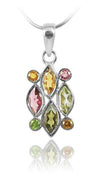 8 Stone Cluster Pendant Mixed Tourmaline