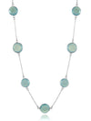 Faceted 17 Stone Capri Long Necklace Aqua Chalcedony