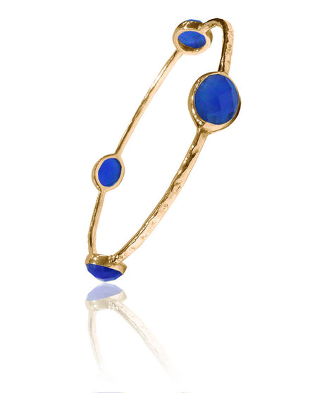 18K Gold Plated Stackable Jaipuri Circle Ring Lapis Lazuli