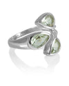 Three Stone Leaf Wrap Ring Green Amethyst