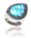 Modern Paisley Cocktail Ring Labradorite