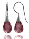 Small Quartz with Brushed Top Earrings Pink Zircon