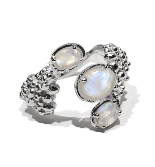 Sumatra Three Stone Wrap Ring White Moonstone