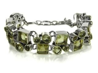 Geometric Double Lined Gemstone Bracelet Green Amethyst