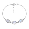 Three Stone River Rock Bracelet White Moonstone