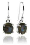 Da Vinci Four Prong Oval Earrings Labradorite