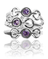 Tres Stacked Gaudi Ring Amethyst