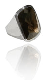 Large Capri Flat Square Cocktail Ring Smokey Quartz