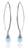 Long Curved Gemstone Drop Earrings Blue Topaz