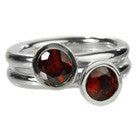 Two Stone Stacked Ring Garnet 7