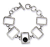 Brushed Open Square with Stone Bracelet Black Onyx