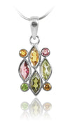 8 Stone Cluster Pendant Mixed Tourmaline