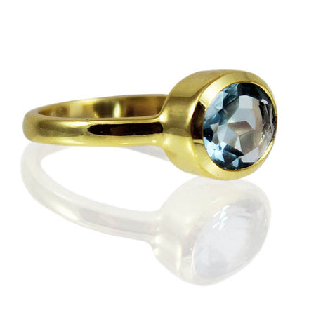 18K Gold Plated Stackable Jaipuri Circle Ring Black Onyx