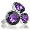 Three Circle Cluster Cocktail Ring Amethyst