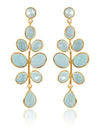 Gold Plated Budding Branch Earrings Aqua Chalcedony