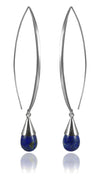 Long Curved Gemstone Drop Earrings Lapis Lazuli