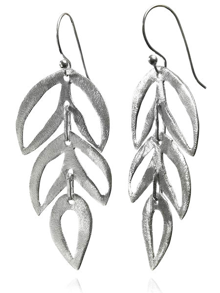 Brushed Three Tier Leaf Earrings