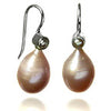 Double Pearl Drop Hanging Earrings Pink Pearl