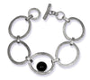 Brushed Open Circle with Stone Bracelet Black Onyx