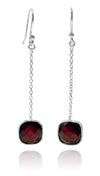 Milano Long Cushion Earrings Garnet