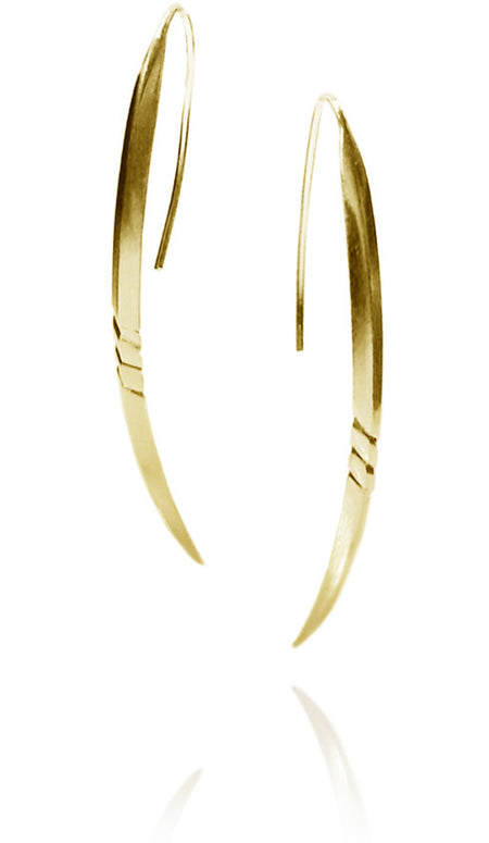 Gold Plated Brazilian Long Leaf Earrings
