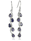 Vertical Stone Leaf Drop Earrings Iolite