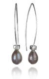 Euro Pin Drop Pearl Earrings Grey Pearl