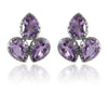 Three Stone Leaf Studs Amethyst