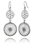 Brushed Large Two Drop Arabesque Cut Out Earrings