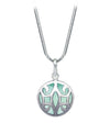 Arabesque Round Cutout Pendant Aqua Chalcedony