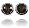 Gaudi Circle Classic Stone Earrings Smokey Quartz