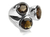 Three Stone Jaipuri Non-Connect Ring Smokey Quartz