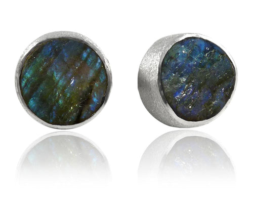 Natural Druzy Glacier Studs Labradorite