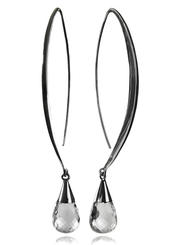 Long Curved Gemstone Drop Earrings Clear Quartz – Sikara & Co